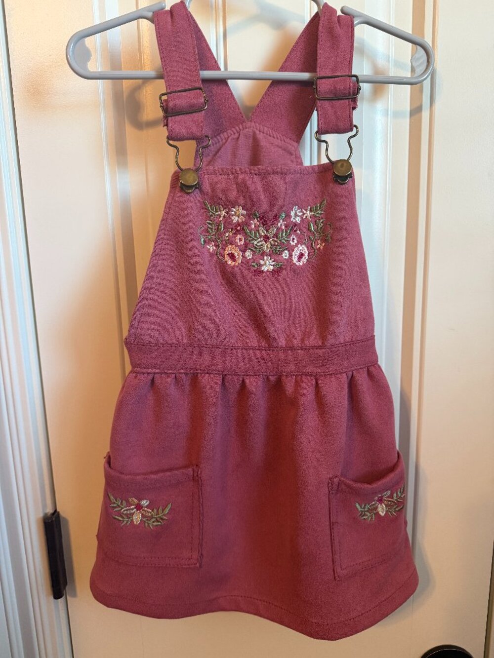Embroidered Blush Pink Pinafore Dress
